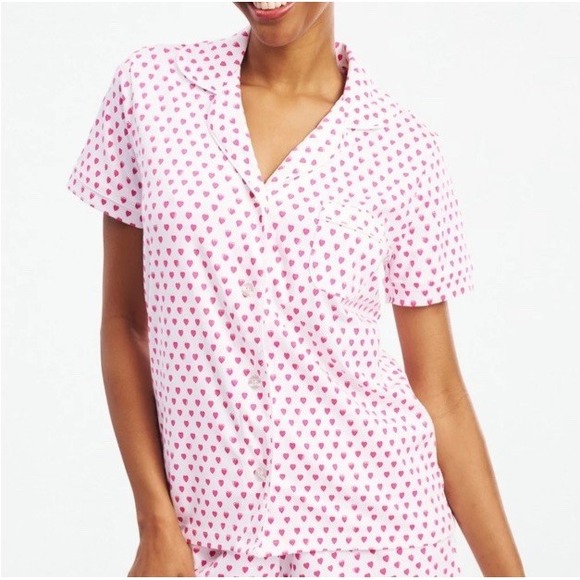 Roller Rabbit Other - Roller Rabbit 100% Pima Cotton Hearts Polo Pajama Top in Pink Size Medium